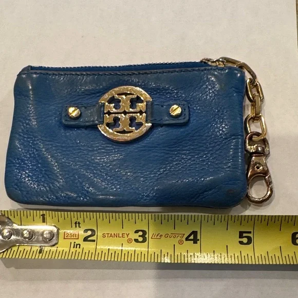 Tory Burch Blue Leather Pouch with Gold Accents - Picture 9 of 10